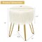 Faux Fur Vanity Chair Makeup Stool Furry Padded Seat Round Ottoman